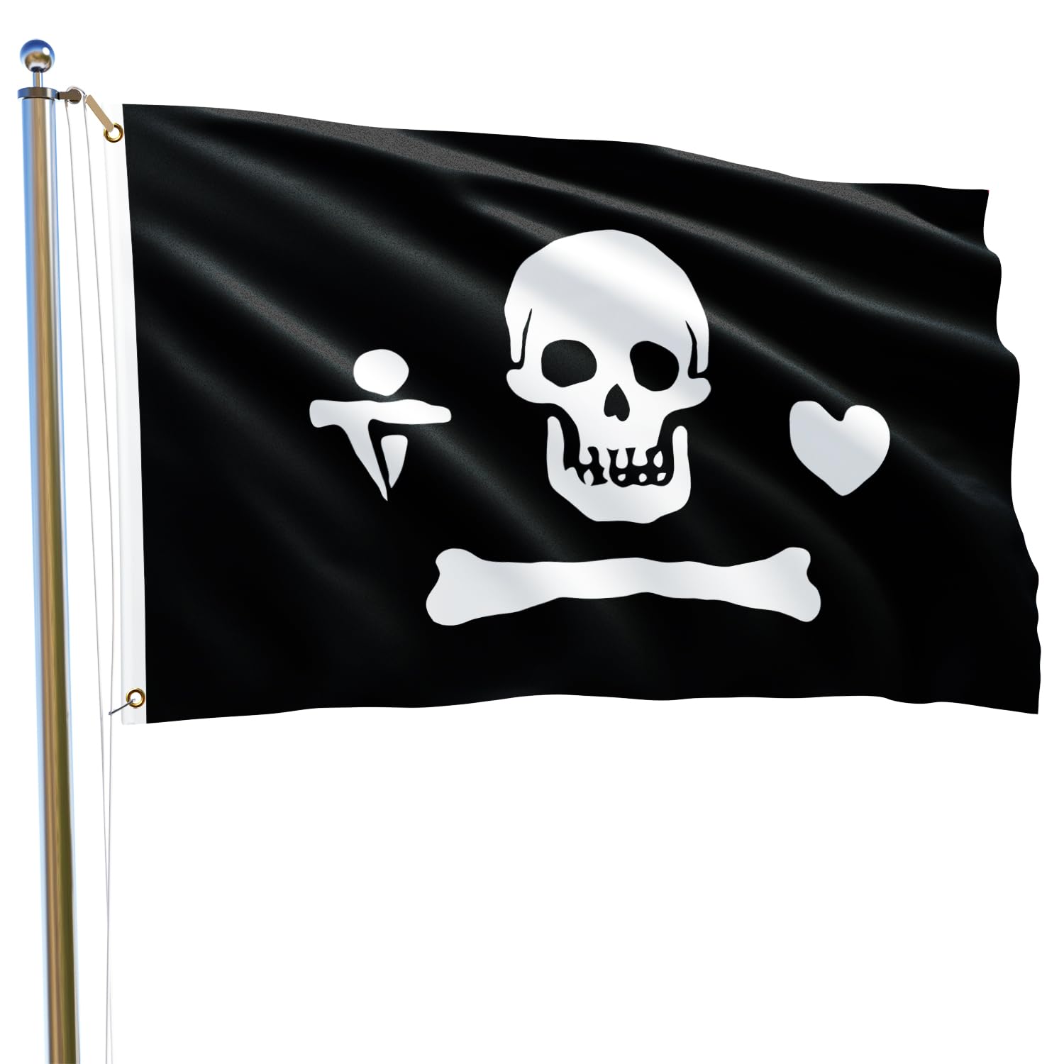 Pirate Stede Bonnet Jolly Roger Flag 3x5FT Historical Pirate Flag Piracy Golden Age Halloween Banner Fade Proof Polyester with 2 Brass Grommets Indoor