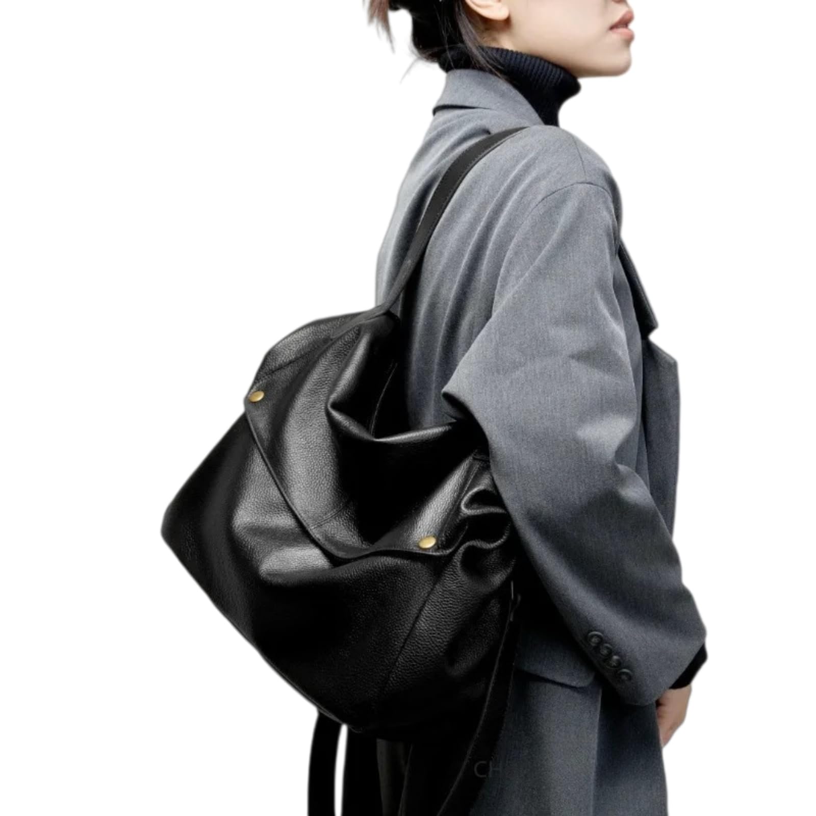 beauty case Borsa A Spalla Morbida Durevole Di Grande Capacità In Pelle Grano Superiore Per L'uso Quotidiano Dei Viaggi Lavoro-dark Brown-36 13 32cm