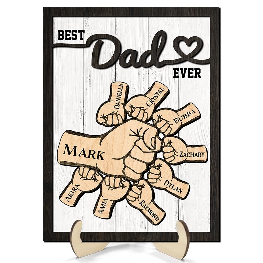 Personalized Best Dad Ever Wooden Sign - Gifts For Dad From Kids, Custom Kids Name Sign - Birthday, Father's Day, Christmas Gift/14