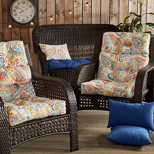 South Pine Porch Outdoor High Back Chair Cushion, 1 Count (Pack Of 1), Jamboree Paisley #TOP7