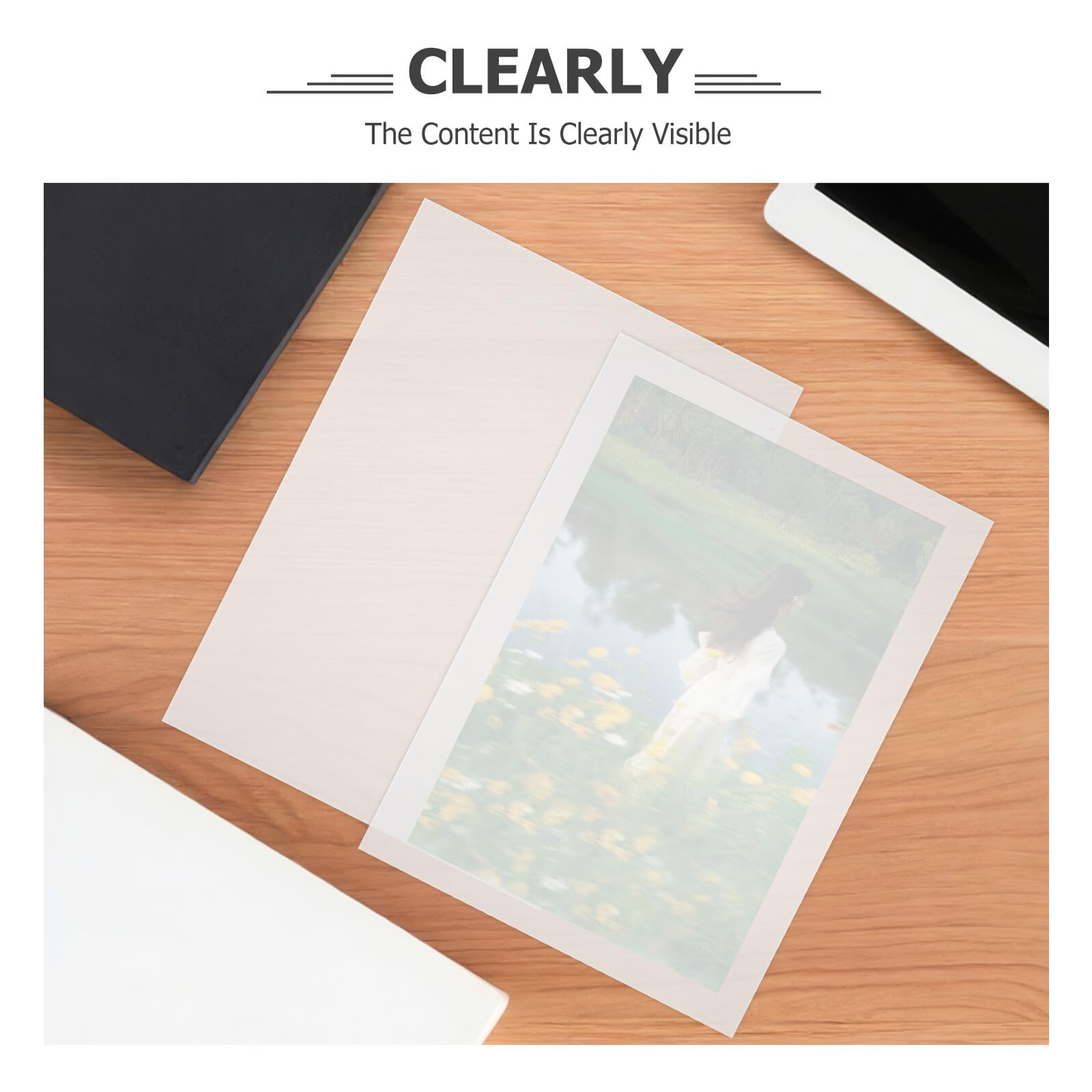 Gatuida 100hojas Láminas para Laminar Transparente de Película Plástica para Plastificar Fundas Protectoras Hogar y Oficina para Documentos y Fotos