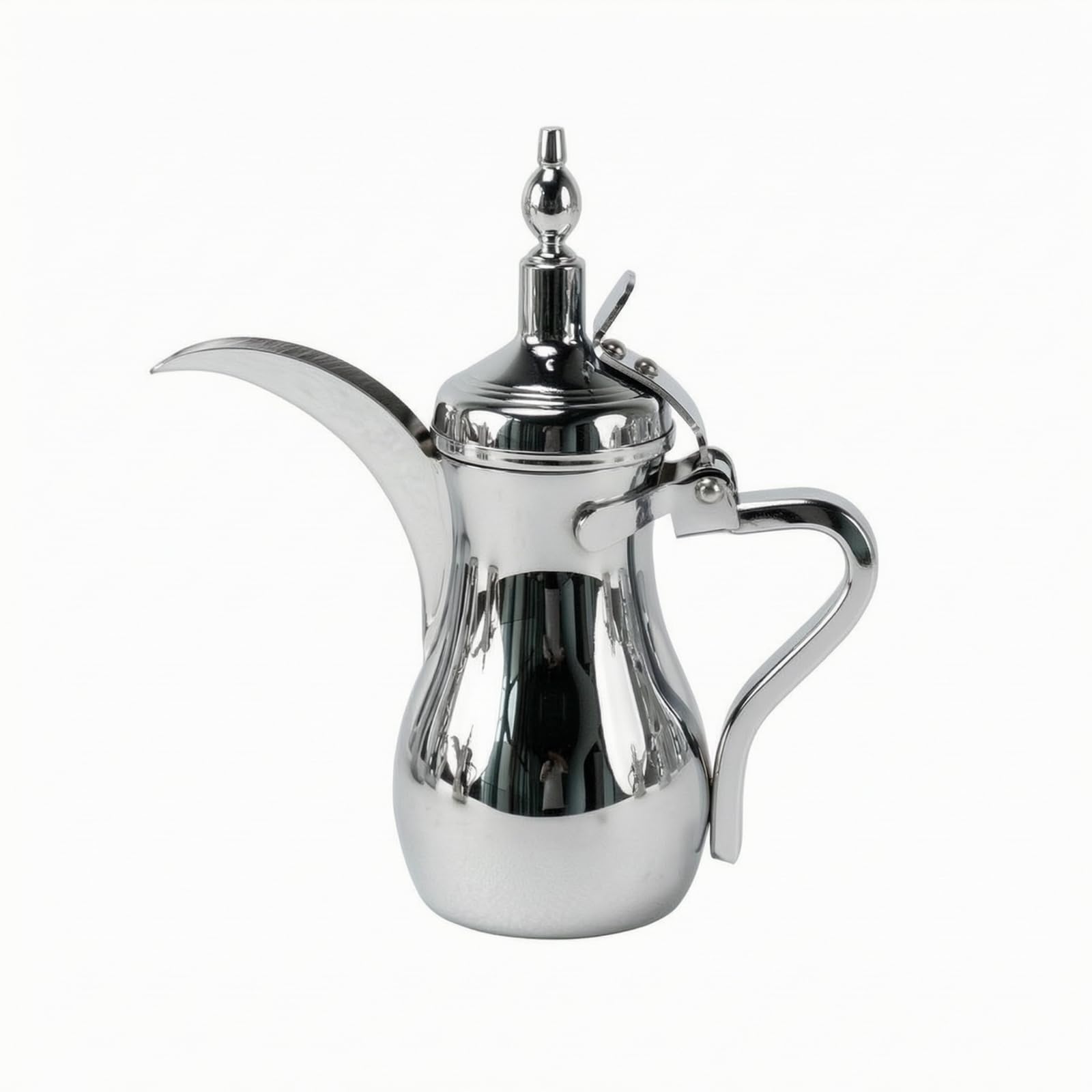 Tetera Estilo Árabe Plateado Cafetera Acero Inoxidable Pulida Vajilla para Invitados, Cromo, 1000 Ml