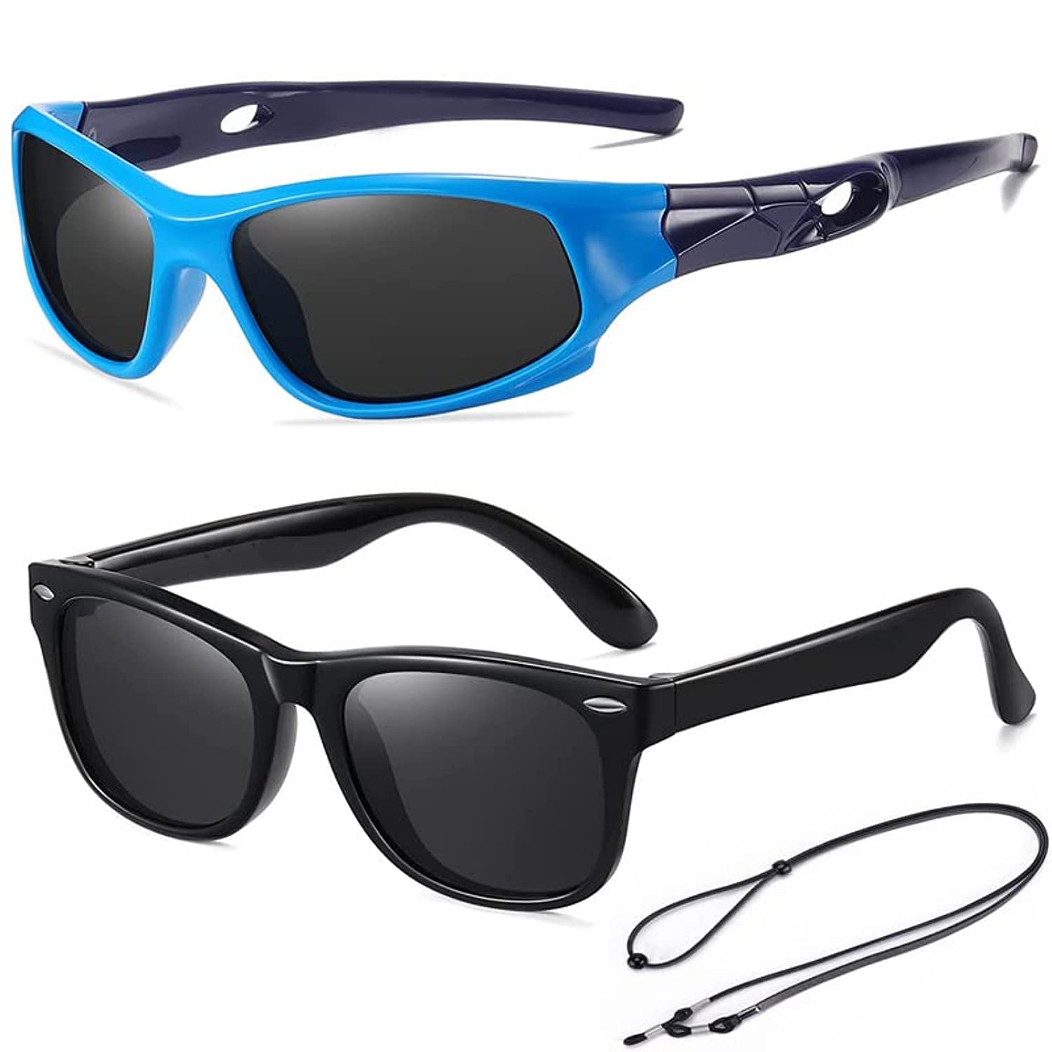 ALLBIZ 2 Pack Kids Sunglasses for Boys, Polarized Sun Glasses for Baby Toddler (Age 2-12)