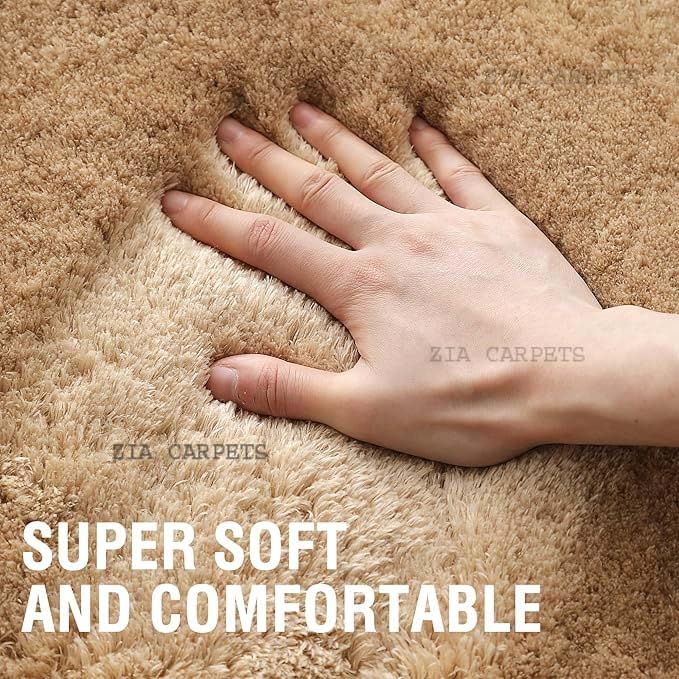 Image of zia carpets Cozy Soft Shaggy Non Slip Carpet for Home Decor Aesthetic Rugs with 2.5 inch Thikness Size 5x8 feet