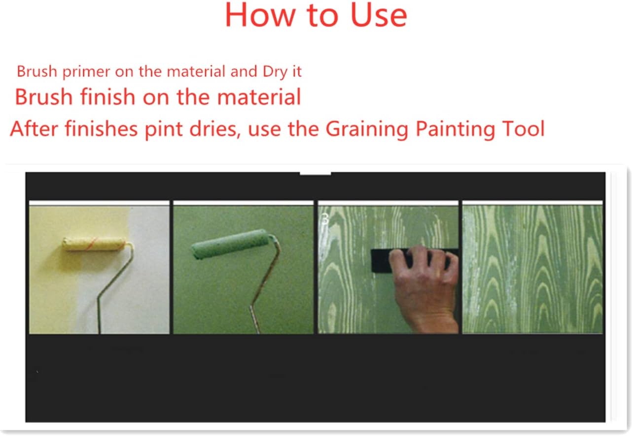 Bioristar Wood Texture Roller Graining Tool Wallpaper Roller Wall Paint Wood Roller Rubber Graining Painting Tool Real Wood Look Room Decoration DIY Tool (5 Pack)