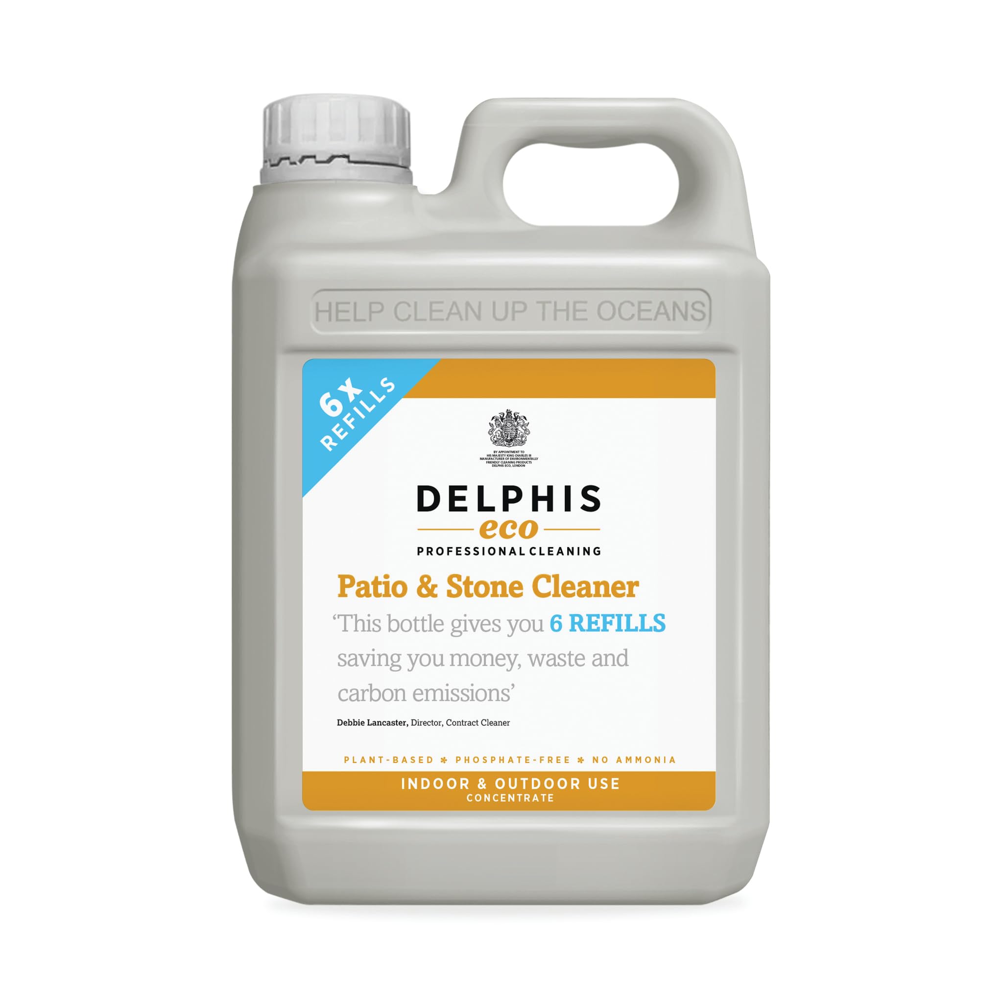 Delphis Eco Patio & Stone Cleaner 2 Litre Refill | Indoor & Outdoor Use | Eco Friendly Patio Cleaner | Removes deep stains, moss, algae, black spots, lichen grease, soot, limescale, rust & more