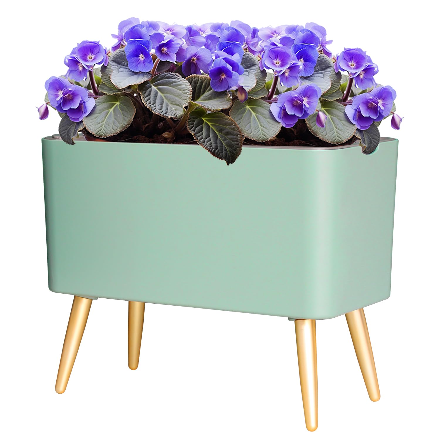 Oliz 13.5 Inch Planter Pot with Metal Craft Legs, Self Watering Planter Pots with Water Shortage Alarm Plant Pot for Indoor Outdoor Decorative