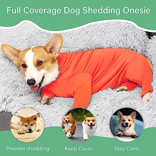 Image of Etdane Recovery Suit for Dogs Surgery Suit Female Spay Dog Surgical Recovery Suit Male Dog Onesie for Surgery Female Anti Licking Wounds Dog Shedding Suit Orange /X-Small