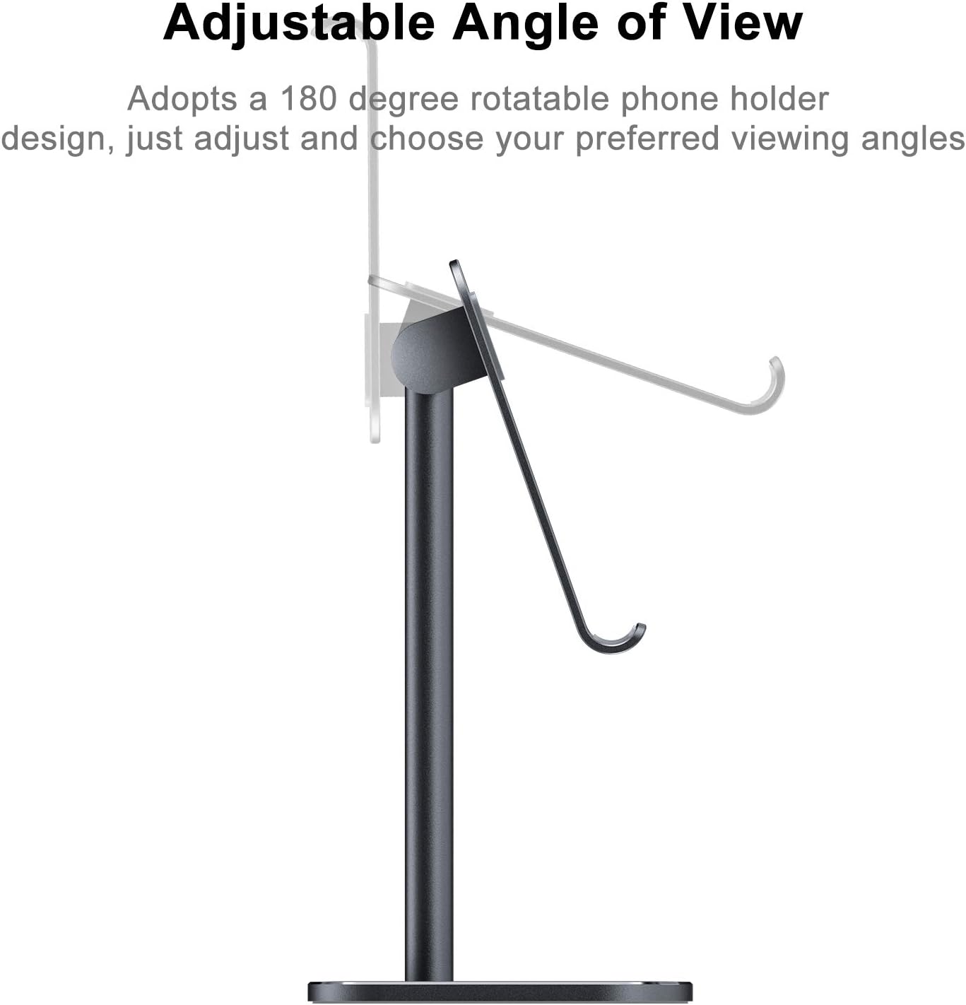 ATUMTEK Universal Cell Phone Stand, Aluminium Alloy Adjustable Phone Stand Holder for Desk Compatible with iPhone 12/11 Pro/XS Max/XR/XS/X/8/7 Plus, iPad, Samsung, Tablets and Smartphones - Black
