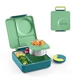 OmieBox Bento Box for Kids - Insulated Bento Lunch Box with Leak Proof Thermos Food Jar - 3 Compartments&comma; Two Temperature Zones - &lpar;Meadow&rpar;