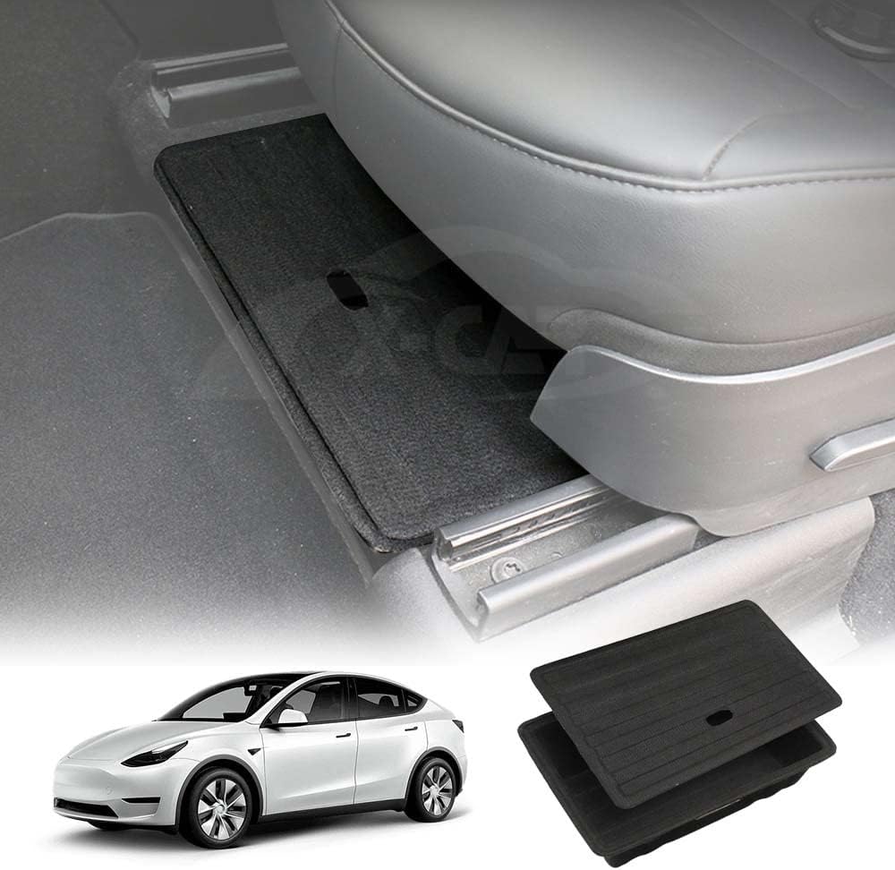 XCAR Front Seats Organizer Tray Flocking Car Under Seat Storage Box Compatible with Tesla Model