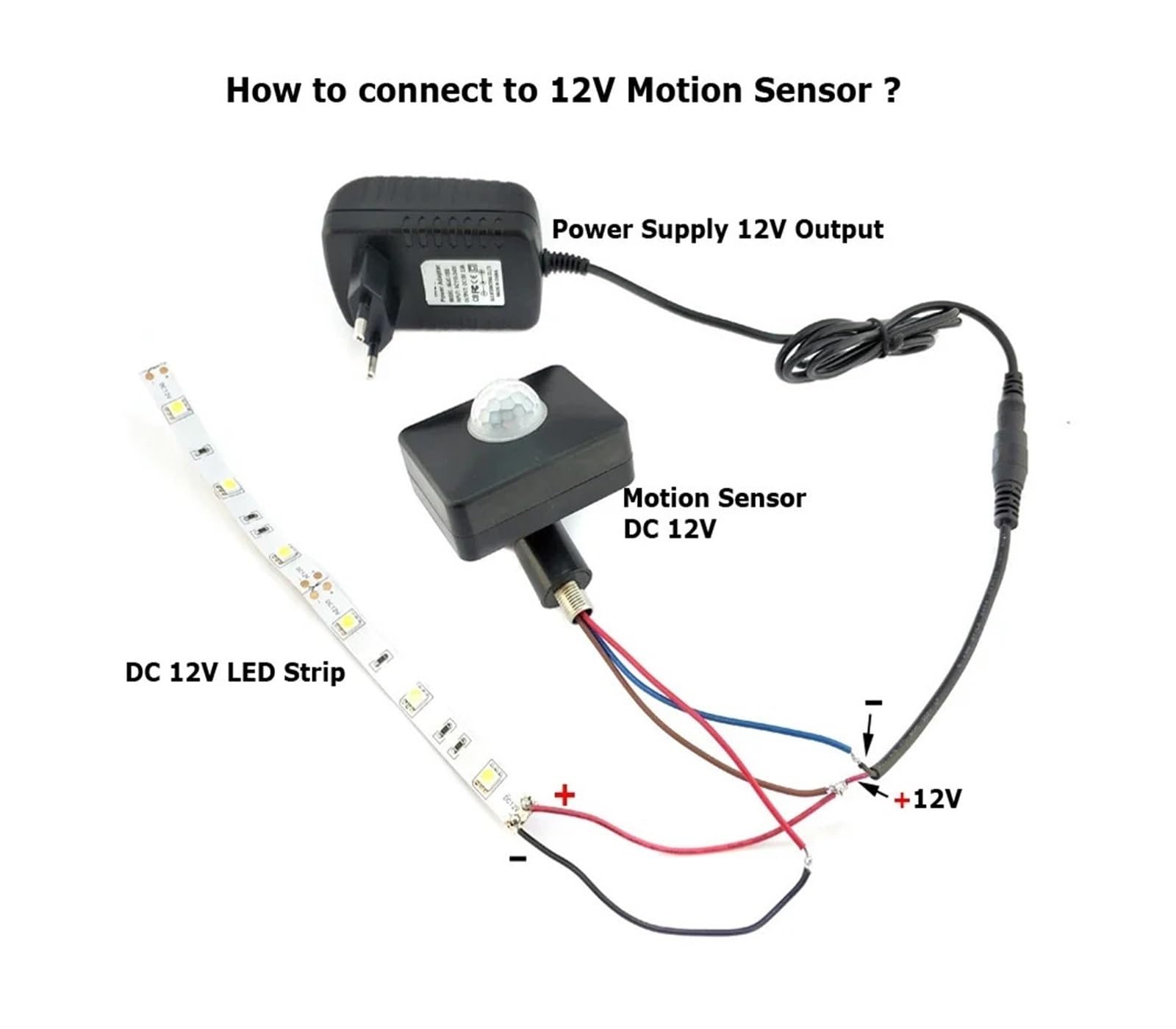 Sensor de movimiento LED 220V 110V 12V Detector PIR rotación de 180 grados temporizador for exteriores interruptor de luz Sensor de movimiento PIR(Black,12 V)