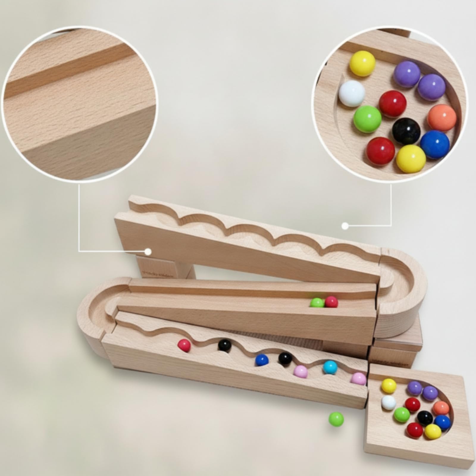Murmelbahn Holz Kinder Bausteine Kugelbahn Motorikspiel Lernspielzeug mit Spiralbahn Und Metallkugeln aus Buchenholz für Vorschule Klassenzimmer Eltern Kind Interaktion