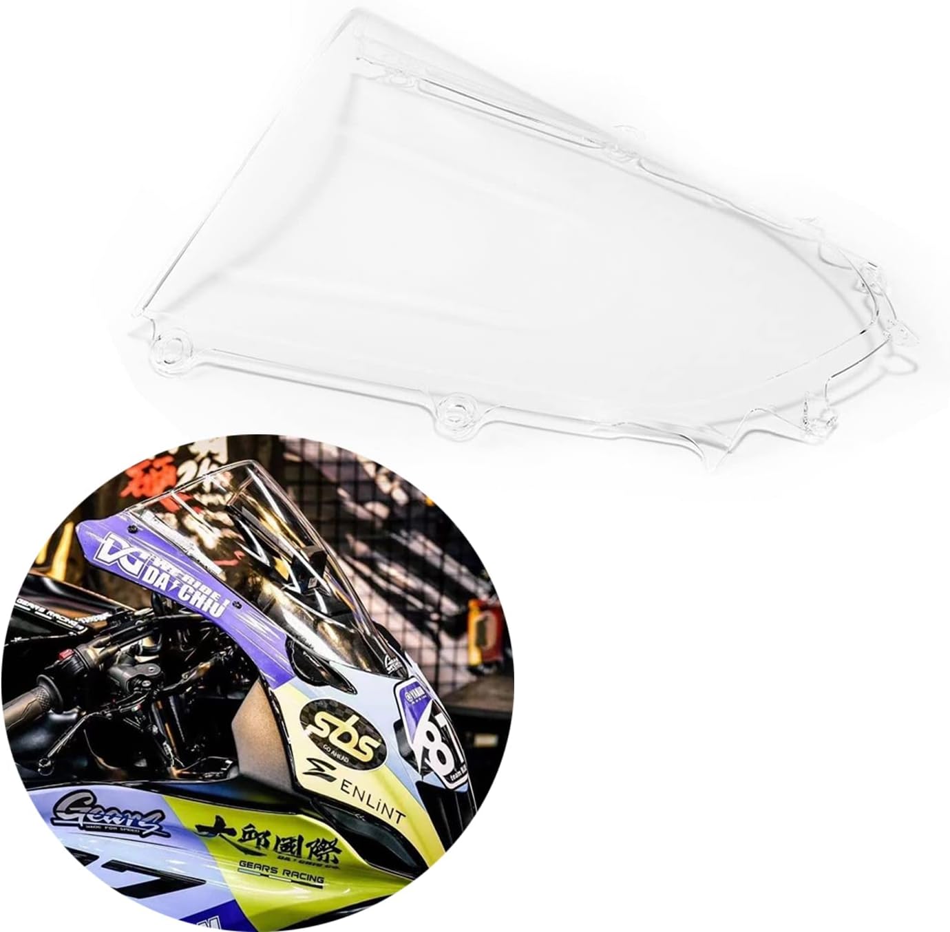 Windshield Fit for Yamaha YZF R6 2017 2018 2019 R7 2021 2022 Motorcycle Windscreen Wind Deflector - Clear