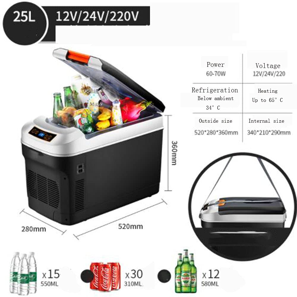 XIAOLIN Refrigerador De Refrigerador De Coches 25l, Refrigerador De Compresor De Automóvil De 24v / 12v / 220-240v, Temperatura -20 ° -65 ° Ajuste, Enfriador Y Calentador
