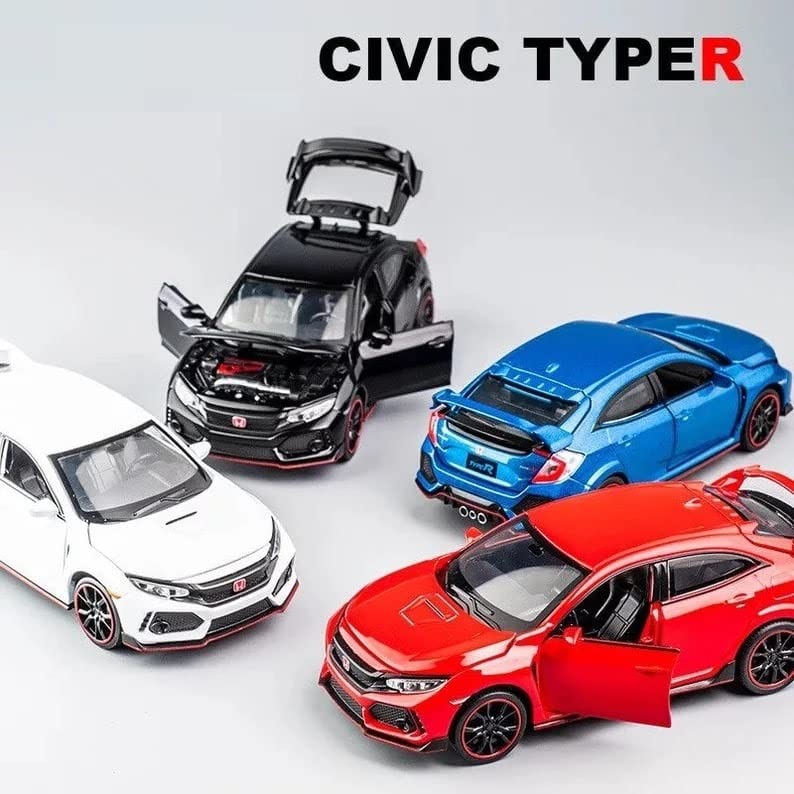 Image of Invite Enterprise Car For 1:32 Honda Civic Type-R Diecast Toy Vehicle Metal Pull Back Die-Cast Car Model Car With Openable Doors, Light And Sound For Kids Adults Gift?Colors As Per Stock?