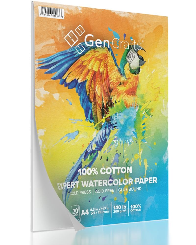 ARTEZA Papel De Acuarela, 14 Hojas, Bloc De 9x12 Pulgadas, 140lb/300gsm, 100% Algodón, Doble Cara, Prensado En Caliente, Papel De Arte Libre De ácido