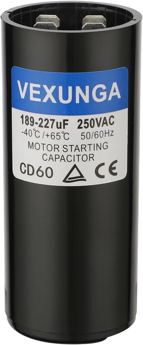 189-227 uF MFD 250 VAC 50/60 Hz Round Motor Start Capacitor CD60 Single Phase Capacitors for AC Motors Starting or Pool Pump or Well Pump