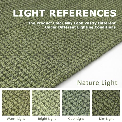 KOZYFLY Extra Long Runners for Hallways 3x14 ft Washable Kitchen Runner Non Slip Rubber Backed Hallway Rug Cotton Entryway Runner Rug Floor Carpet for Indoor Hall, Kitchen,Olive Green/Earthy Green