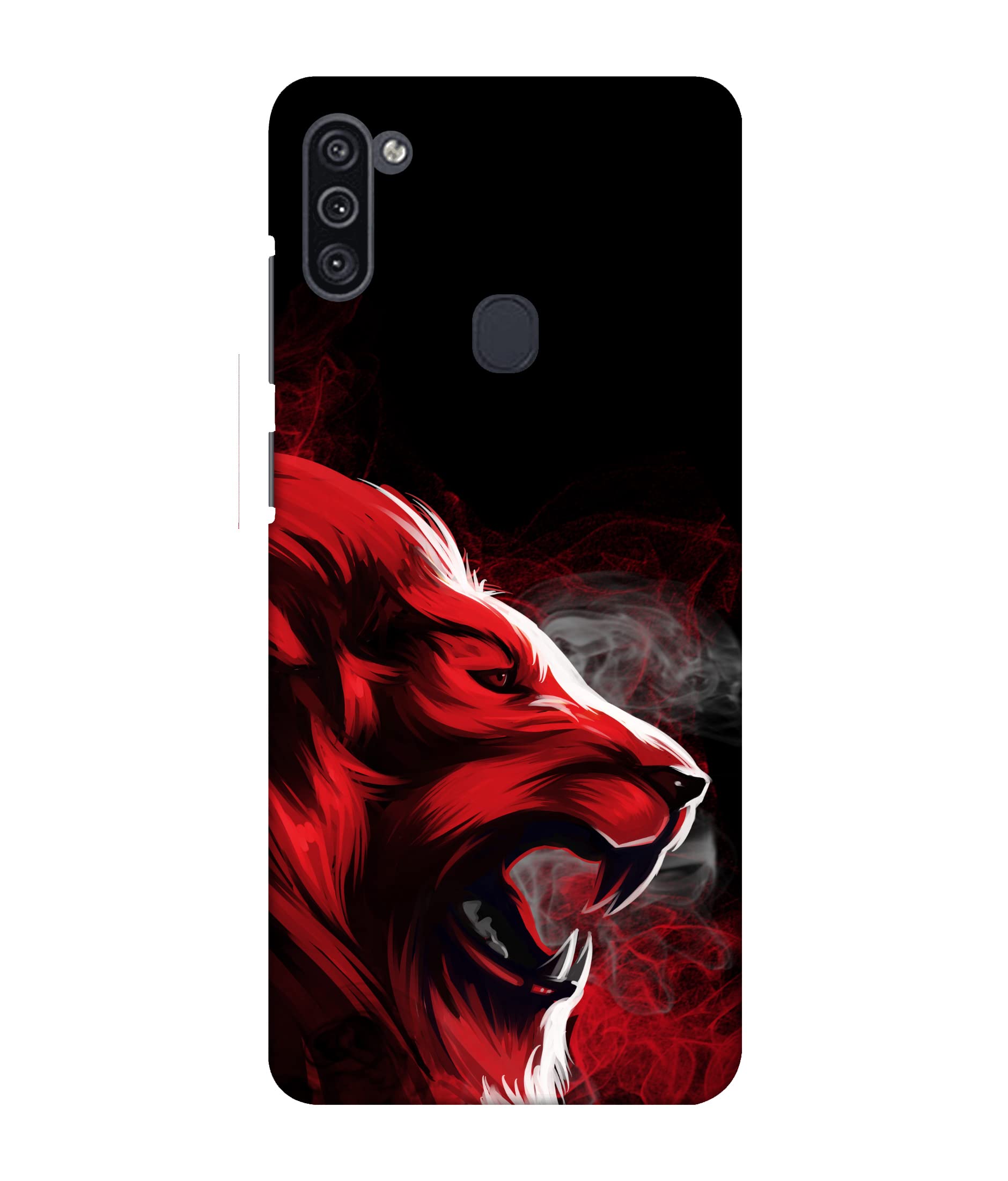 SmileCart ''Angry Lion Head'' (RED) Printed Hard Mobile Back Cover for Samsung Galaxy M11, Designer & Attractive Case for Your Smartphone