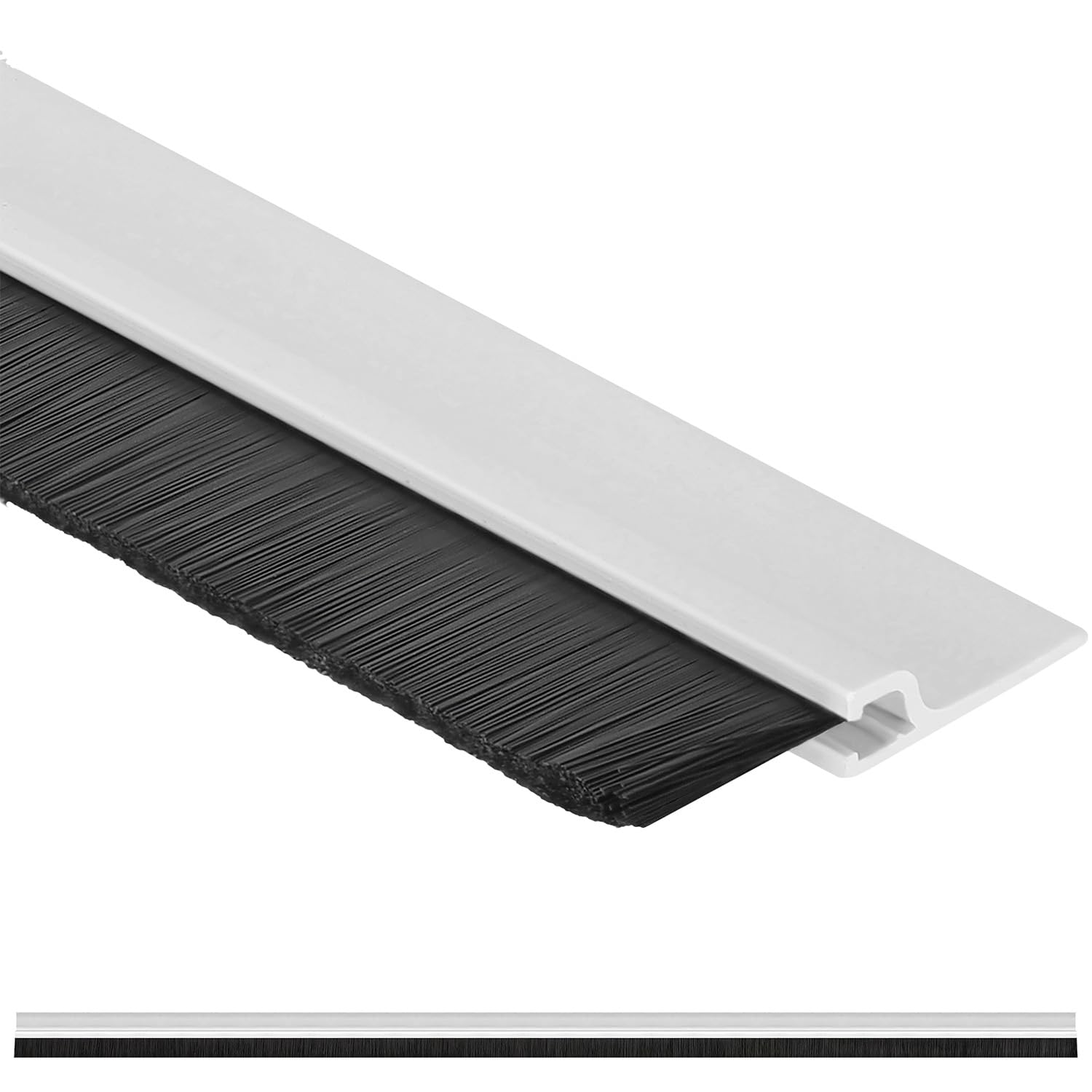KOTARBAU® Burlete bajo puerta con pelo 100 cm, Burlete pelo para puerta, Burlete blanco autoadhesivo, Bajo puerta de PVC adhesivo 1 metro, Tira aislante, Burlete de pelo, Burlete de cepillo