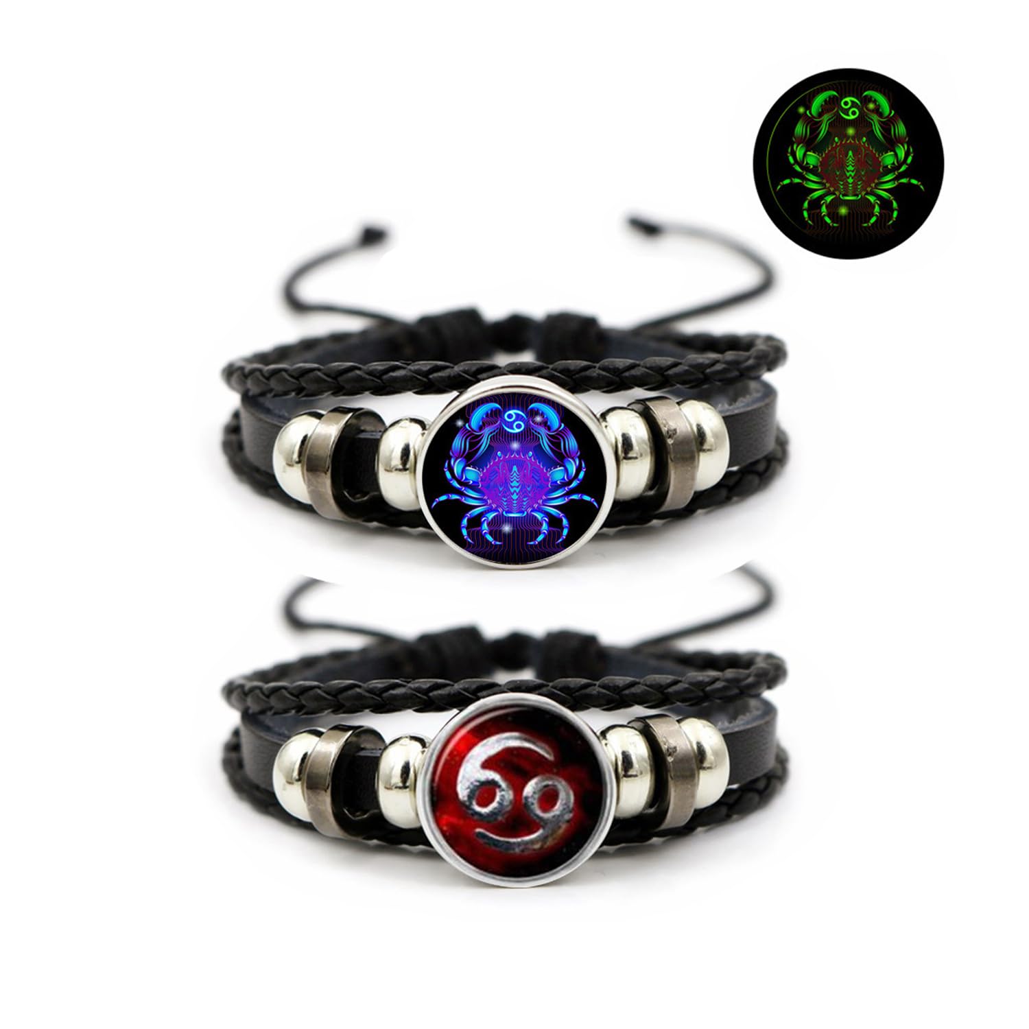2Pcs Multilayer Constellation Zodiac Leather Bracelet Vintage Black Leather Bracelet Adjustable Handmade Woven Bracelet Birthday Trendy Jewelry for Women Men, 7.8, Leather, no gemstone (B0CGZS27ZG) Amazon Price History, Amazon Price Tracker