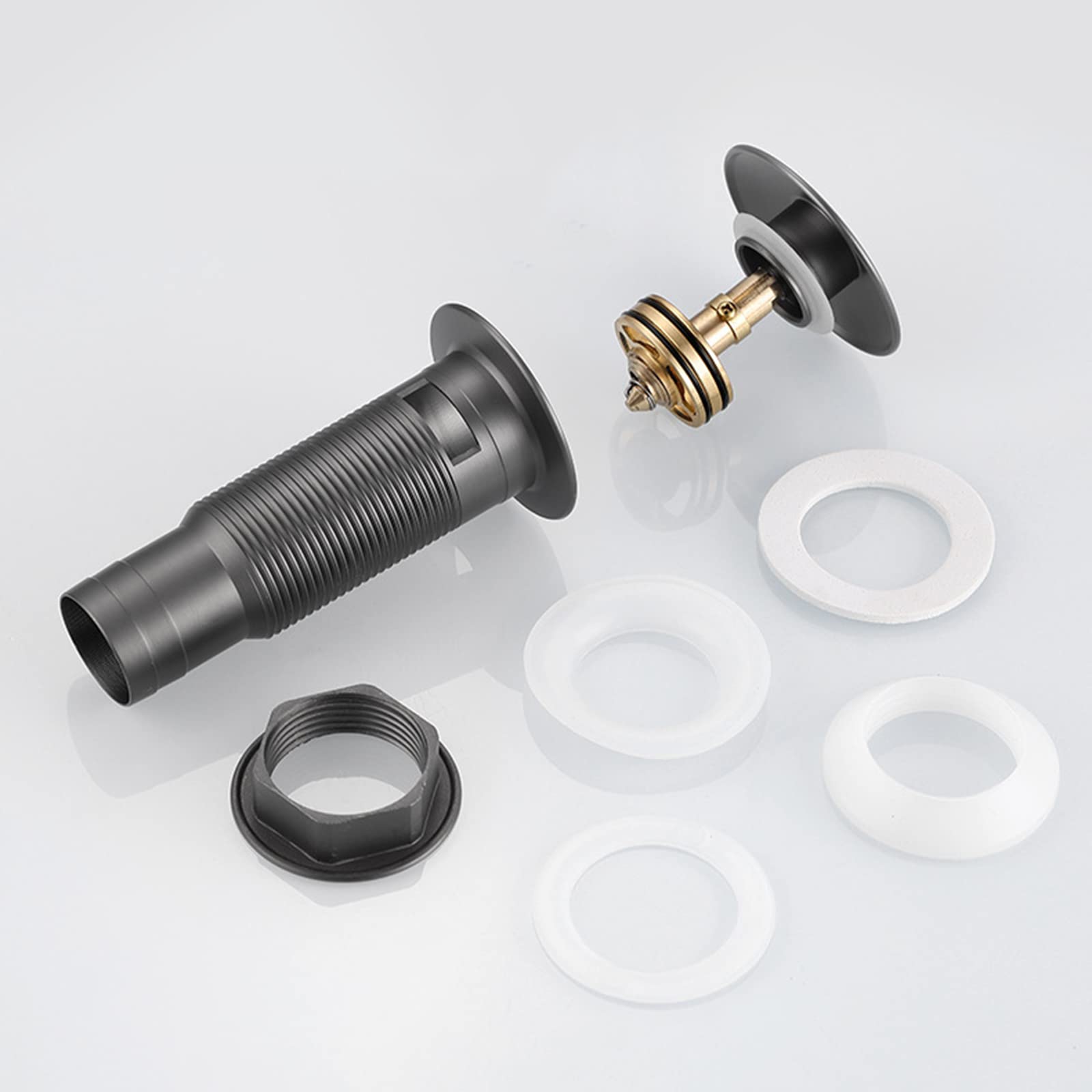 Tubo di scarico per lavello pop-up Tappo di scarico pop-up per lavabo e vasca, scanalato, ottone cromato (Chrome D)