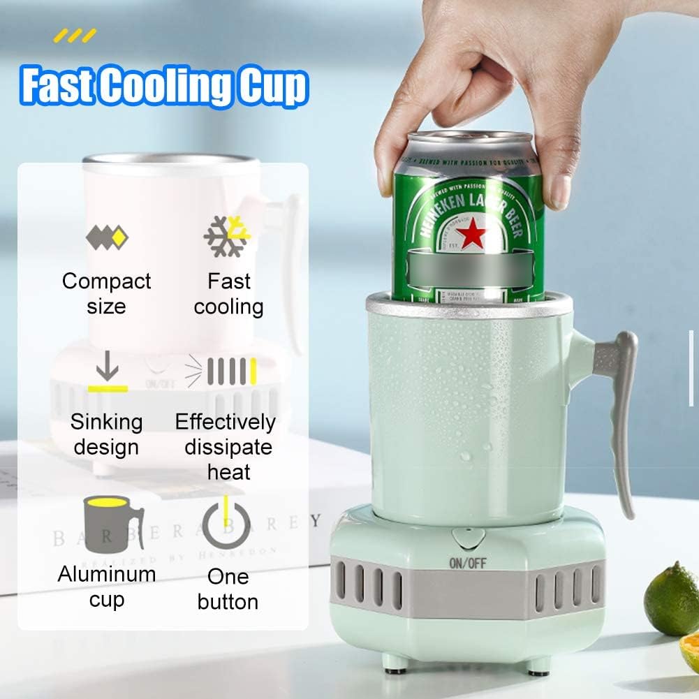 TsoLay Tazza Elettrica a Raffreddamento Rapido, Mini Refrigeratore Portatile per Bevande Estive, Raffreddamento di Bevande con Tazza in Alluminio, per Lattine di Latte Cola Birra Succo di caffè