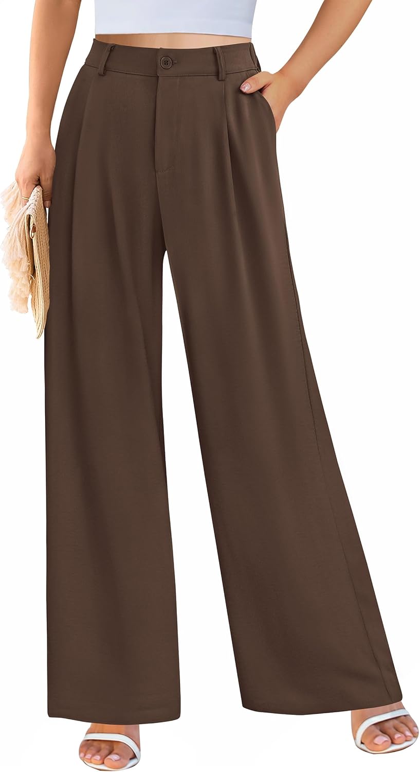 PRETTYGARDEN Wide Leg Pants for Women Trendy 2026 Fall High Waisted Business Casual Outfits Work Pant Trousers - Image 2