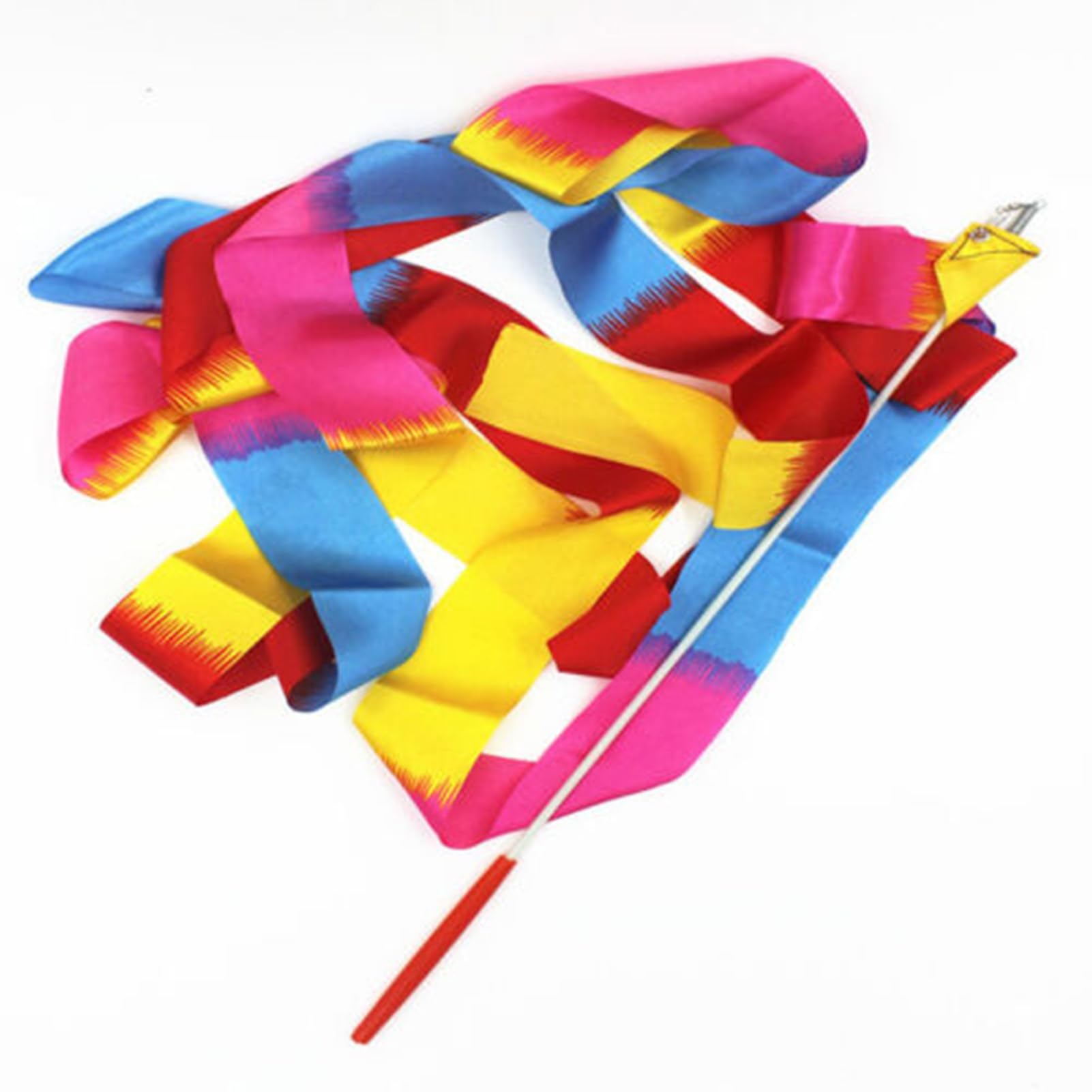 Ulafbwur Colorful Nylon Fiber 4M Gymnastics Rhythmic Dancing Ballet Ribbon Streamer Twirling Baton Rod Wand