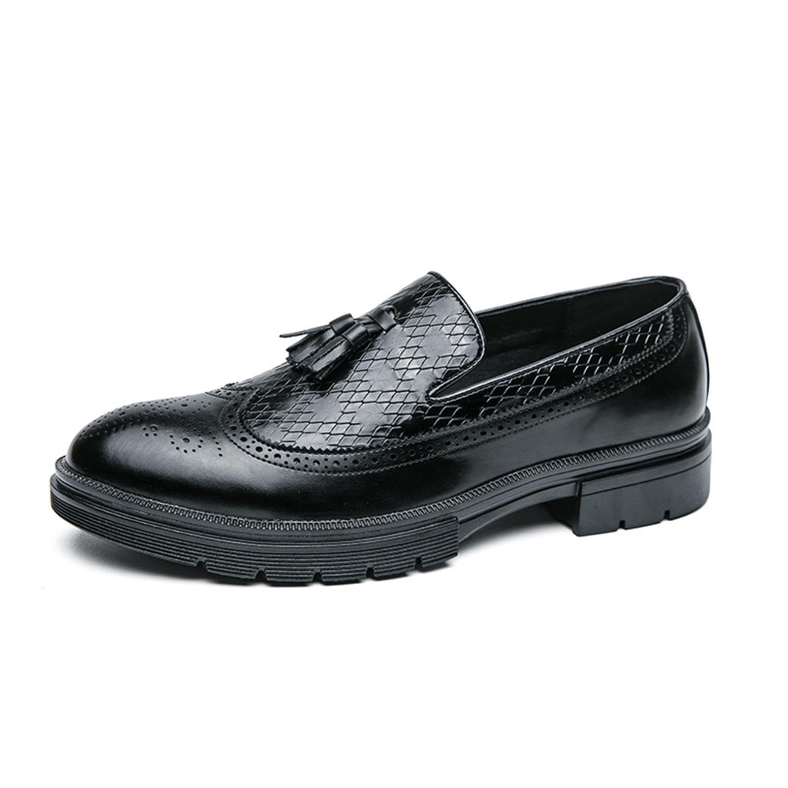 Mocassini Uomo con Nappe Scarpe Eleganti Wingtip Brogue Slip On Comode Matrimonio Business Casual