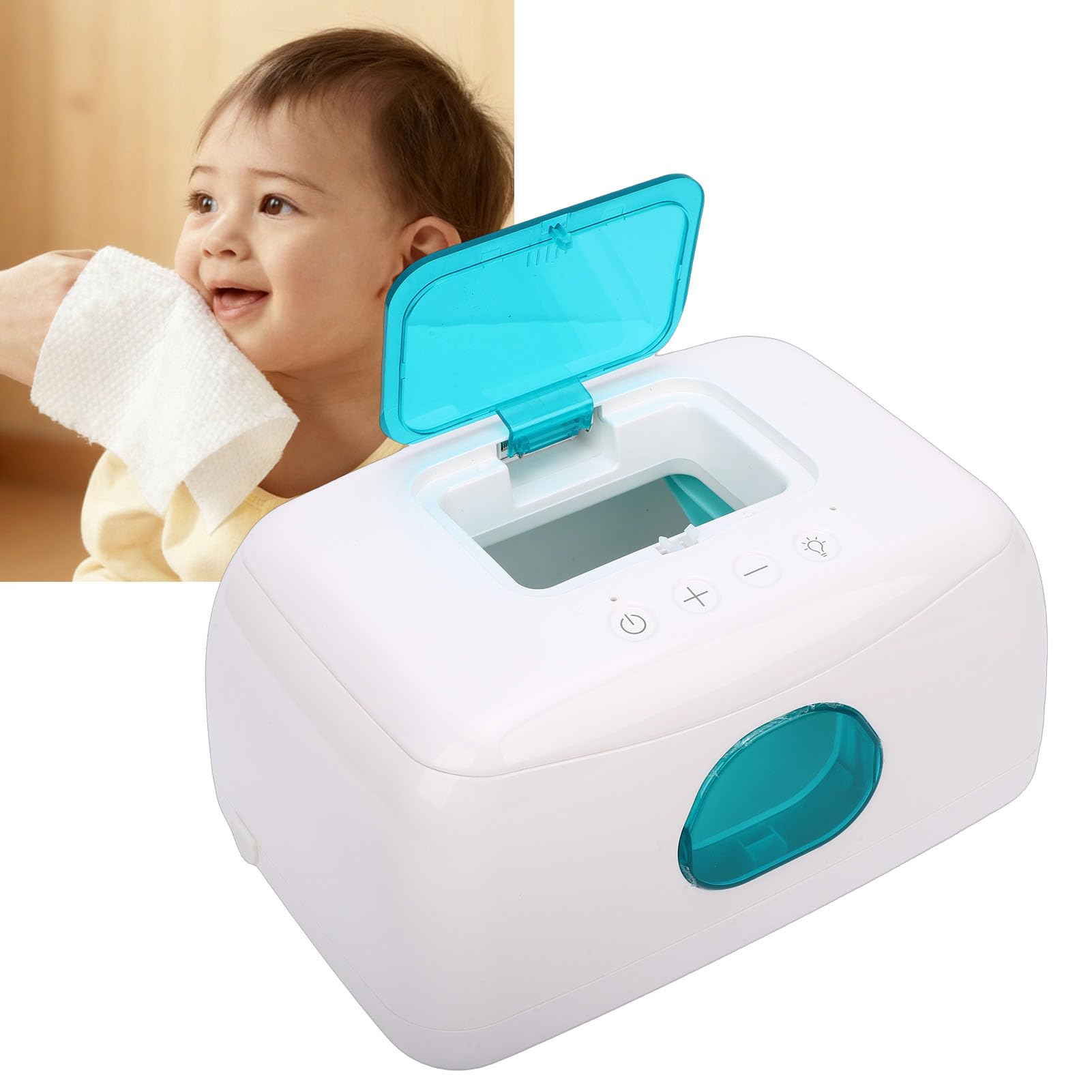 Scaldasalviette per neonati Dispenser di salviette umidificate alimentato tramite USB con finestra visibile con luce notturna di grande capacità