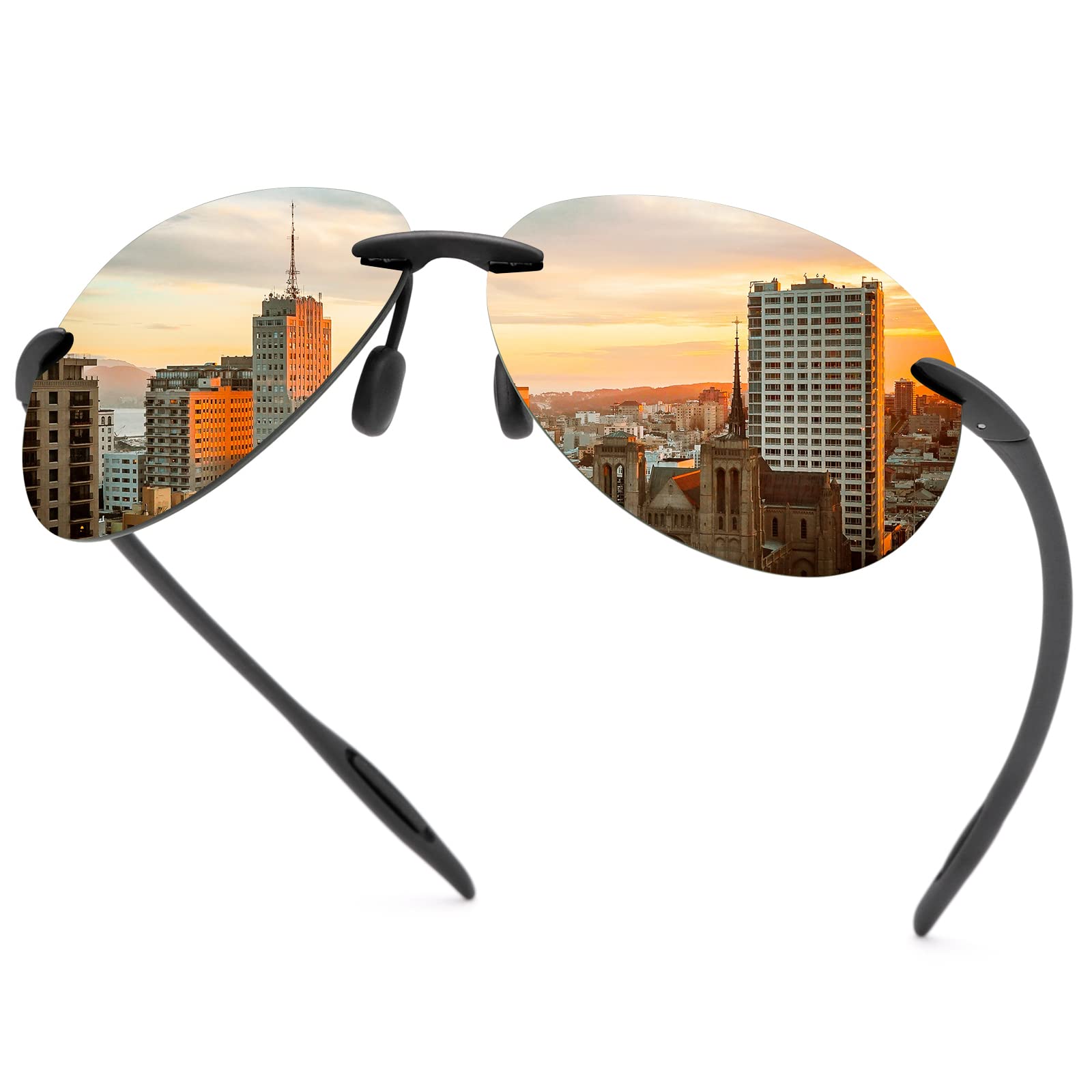 Rimless Polarized Sports Sunglasses for Men Women Driving Cycling Running Fishing Golf UV Protection Glasses Fashion Unisex Shades Retro Eyeglasses Anti Glare Classic Mirror Lens Eyewear -Dark green — image 1