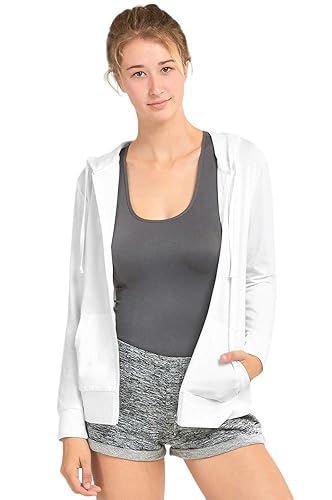 Sofra Women's Thin Cotton Zip Up Hoodie Jacket