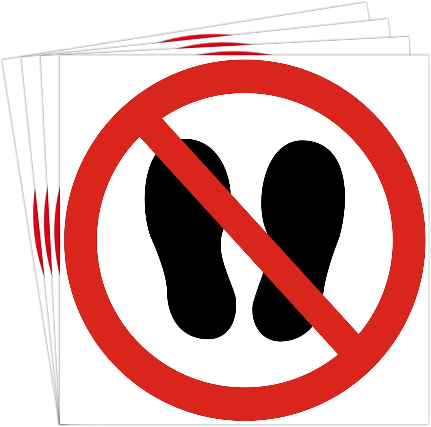 dealzEpic - Do Not Step On It/No Stepping On Surface Sign - Self Adhesive Peel and Stick Safety Warning Vinyl Decal - 3.94 inches in Diameter | Pack of 4 Pcs