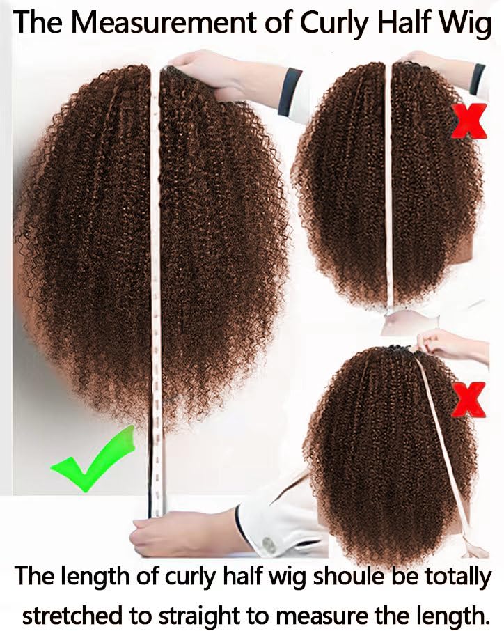 Kinky Curly Half Wig Human Hair Glueless Wigs 180% Density 12 Inch thumbnail