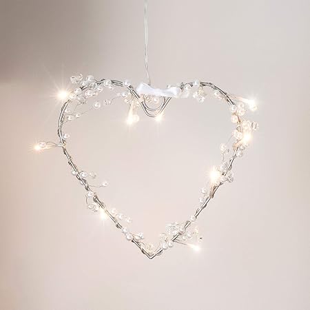 Wankd Couronne Lumineuse À 35 Led En Forme De Cœur, Blanc Chaud