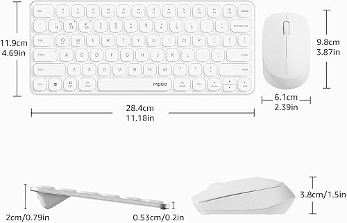 Miniatura 9 de Rapoo Combo de teclado y mouse multidispositivo 9010M, juego de teclado y mouse inalámbricos de 2.4 GHzBluetooth 5.04.0 para WindowsMacLinuxChrome,