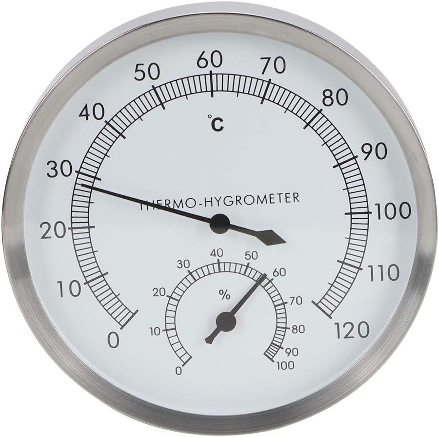 2-In-1 Sauna Room Thermometer Hygrometer, Stainless Steel Steam Room Digital Thermo-Hygrometer Humidity Gauge, Indoor Temperature Meter
