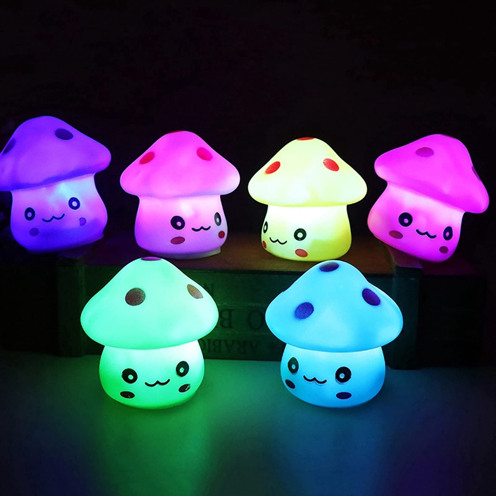 Tuelaly Cute Night Light 1PC Night Light Fantastic Cute Vinyl Mushroom LED Light for Desk Decor Blue — view 2