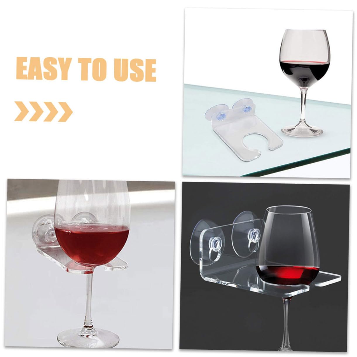 Cabilock 5 Juegos Estante De Copa De Vino Soporte para Vino En La Bañera Portavasos para Bañera Titular De La Cerveza De La Bañera Pegar En Portavasos Acrílico Transparent 2 Piezas * 5