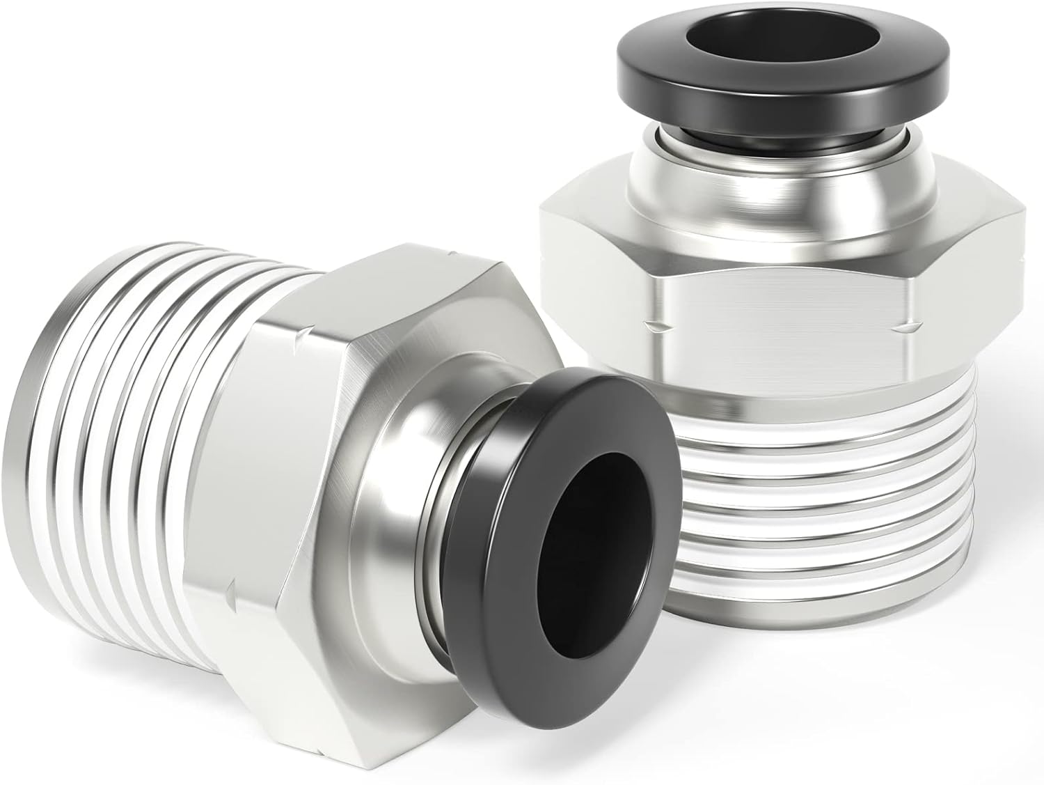 TAILONZ PNEUMATIC Male Straight 1/4 Inch Tube OD x 1/2 Inch NPT Thread Push to Connect Fittings PC-1/4-N4 (Pack of 20)