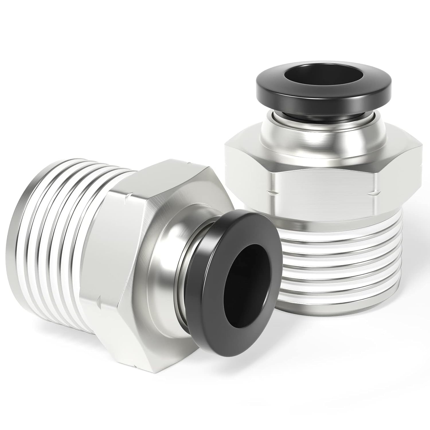 TAILONZ PNEUMATIC Male Straight 1/4 Inch Tube OD x 1/8 Inch NPT Thread Push to Connect Fittings PC-1/4-N1 (Pack of 10)