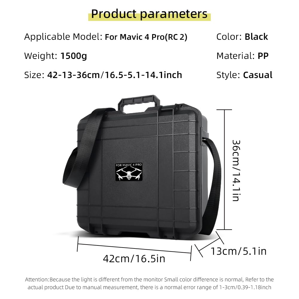 Custodia protettiva rigida impermeabile per DJI Mavic 4 Pro, custodia per telecomando RC 2, batterie e accessori, custodia protettiva portatile antiurto per drone, Nero , Custodia protettiva rigida