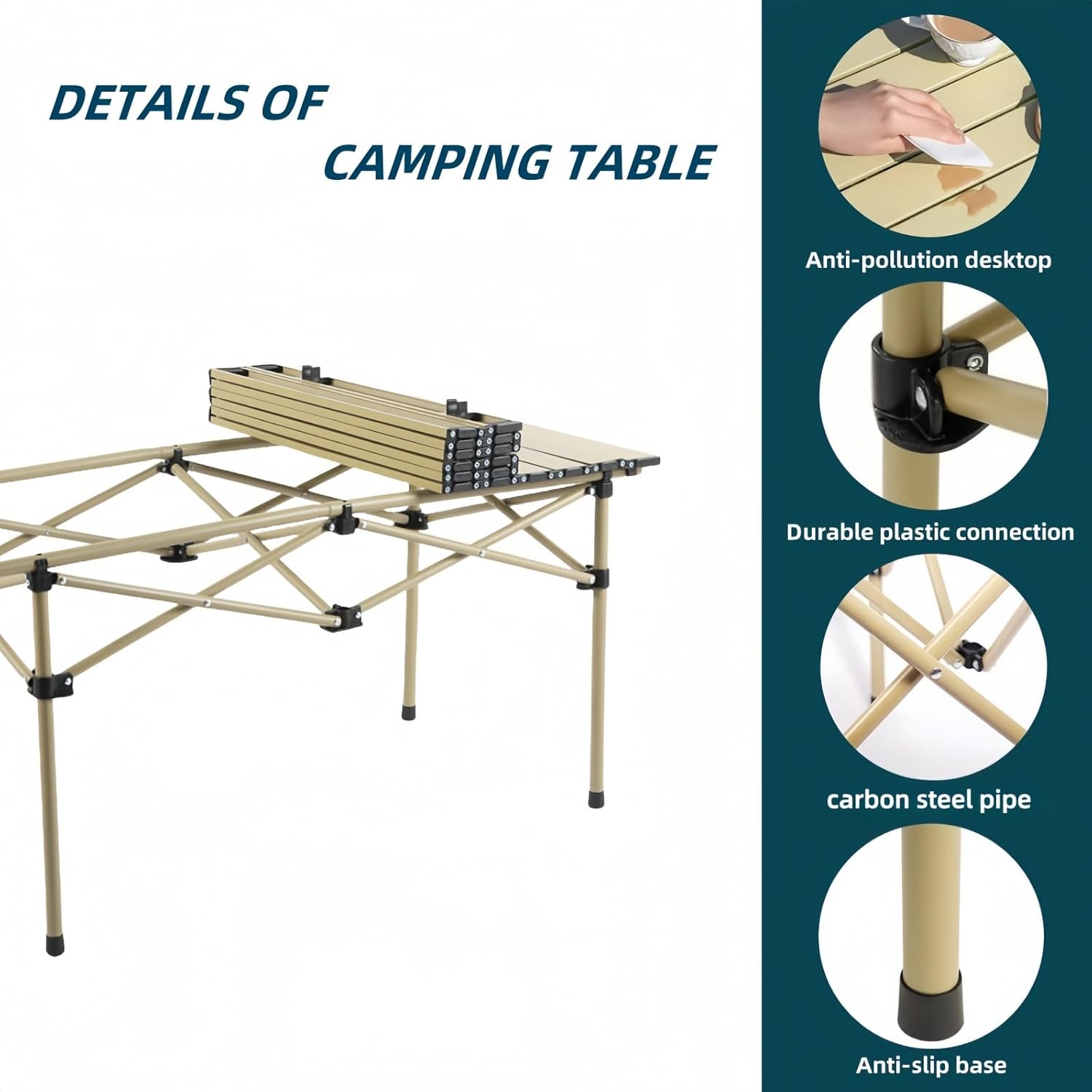 Camping Table，Portable Folding Table,with Carry Bag，Suitable for Indoor, Outdoor, Camping, Backyard, Party, Patio, The Yellow Camping Table at The Beach