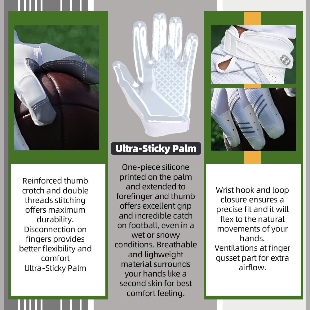 Seibertron Pro 3.0 Elite Ultra-Stick Sports Receiver Glove American Football Gloves Youth and Adult