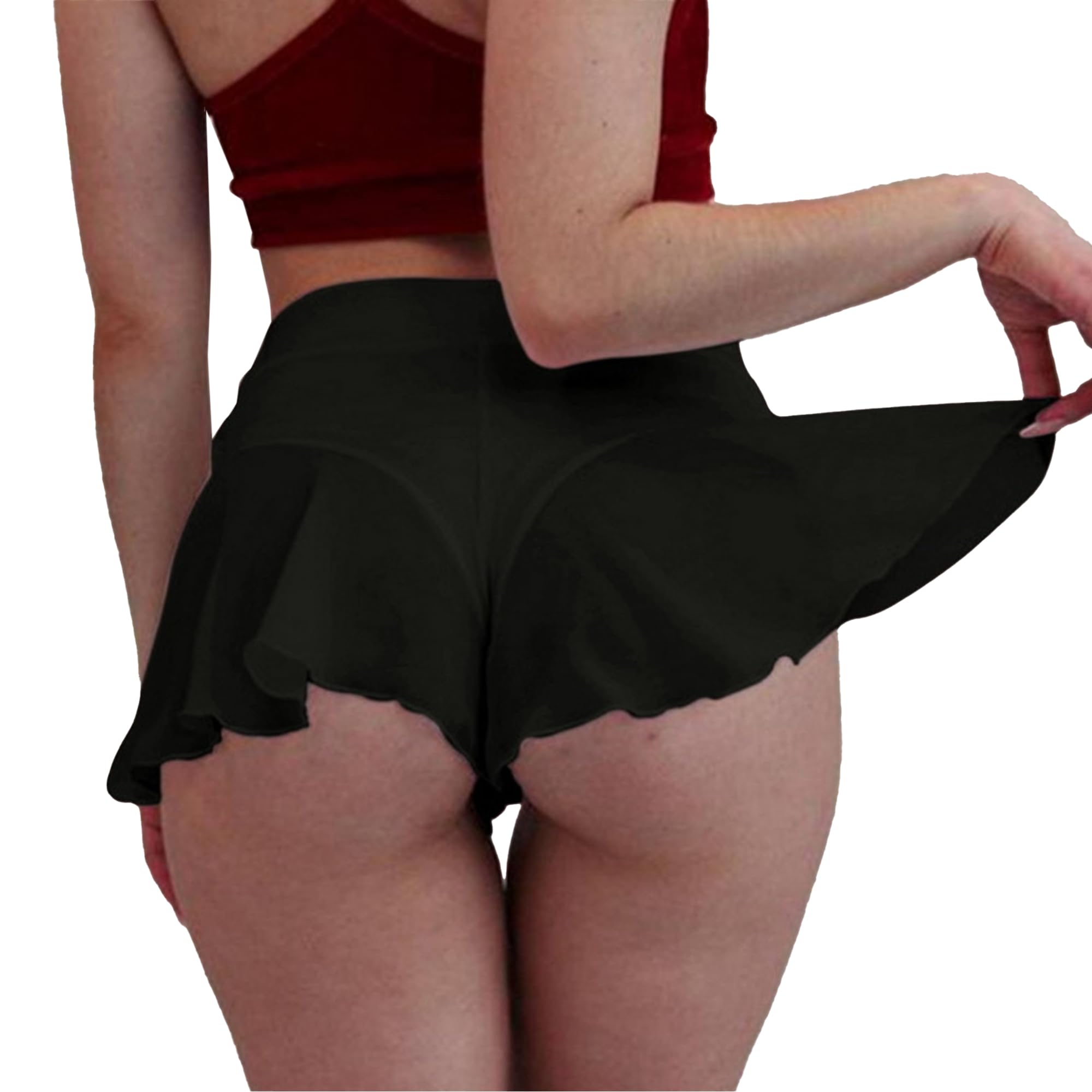Women's High Waist Workout Gym Shorts Sexy Club Hot Pants Yoga Booty Shorts Dance Skirts