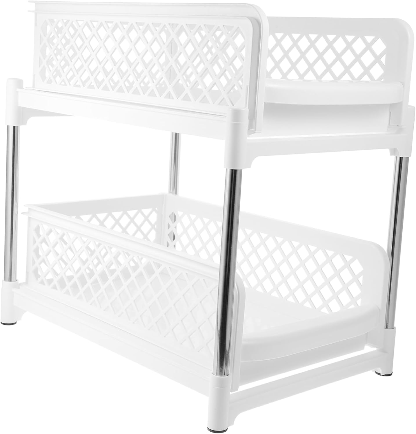 ABOOFAN Under Sink Organizer Pull Out Rack for Bathroom Kitchen Storage Shelf for Countertop Cabinet Easy Access Bathroom Storage Sturdy Stylish Design