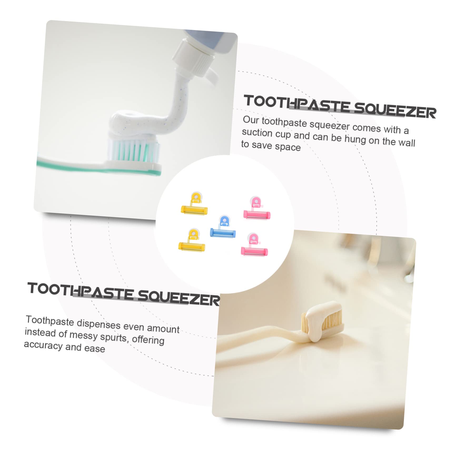 FOMIYES Manual Toothpaste Squeezers Suction Cups 5pcs Rolling Extruders Wall Mountable for Convenience Random