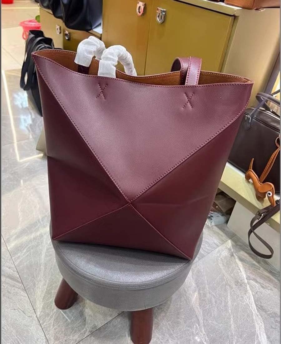 Leather Handbag for Women - Fashion Puzzle Crossbody Purse - Foldable Puzzle Bag - Geometric Tote Bag - Multi Way Carry.